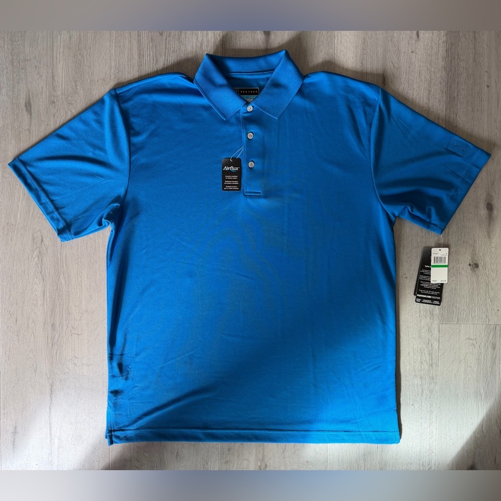 NWT PGA Tour Airflux Bright Blue Performance Polo